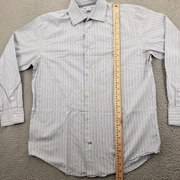 Banana Republic Shirt Mens Medium 15 15.5 Blue Striped Long Sleeve Button Up - Picture 11 of 11
